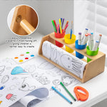Payarma Paper Roll Dispenser for Kids Art Tabletop Easel with Blank & Patterned Paper Rolls, 12 Pigments, Drawing Tools, Pen Cups Craft Station for Kids Ages 3-8 in Home, Classroom