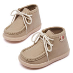 MORENDL Baby Boots Infant Boy Walking Shoes Toddler Girl Lace-Up Booties Non-Slip Dress Shoes Lightweight Loafers 12-15 Months Brown Knaki
