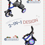 besrey Kids Tricycle with Flash Wheels for Ages 18 Months to 5 Years, Toddler Tricycle with Bell, Kids Tricycle, Gift for 2-5 Year Olds, Gift and Toy for Boys and Girls, Tricycle for Toddlers, Blue
