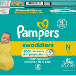 Pampers Baby Diapers - Swaddlers - Size 0, 84 Count, Ultra Absorbent Disposable Newborn Diaper