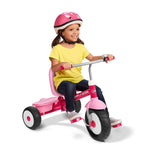 Radio Flyer Deluxe Steer & Stroll Trike, Pink, For Kids 2-5, 2-in-1 Parent Steer Tricycle, Removable Push Handle, Adjustable Seat, Steel Frame, Covered Storage Bin, Tricycle for Toddlers and Kids