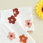 fhutpw Toddler Baby Girls Summer Outfits Daisy Ruffle Short Sleeve T-Shirts Tops Floral Shorts 2Pcs Clothes Set 6M-4T