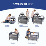 Graco Pack n Play Travel Dome DLX Playard, Astin with Portable Bassinet and Integrated Storage Organizer