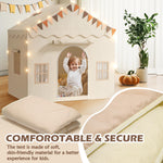 Treestone Play Tent for Kids, 2 in 1 Toddler Tent with Padded Mat and Light, Large Playhouse for Kids Indoor & Outdoor, 2 Doors and 4 Windows, 51" x 39" x 53", Toy Gift for Boys and Girls