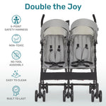 Dream On Me Twin Venture Umbrella Stroller in Light Gray