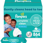 Pampers Baby Wipes, Complete Clean Baby Fresh Scented Wipe, Gently Cleans Head to Toe, 72 Total (1 Flip-Top Packs)