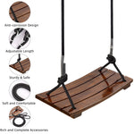 PELLOR Wood Swing Seat, Carbonized Hanging Wood Tree Swing 16.9 x7.9 x0.5 in for Adult Kids Children Anticorrosive & 100% Waterproof Wooden Swing Set 440lbs Load Indoor Outdoor Backyard Play