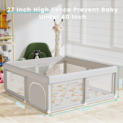 Hiaksedt Baby Playpen with Mat Small Playpen for Babies and Toddlers 50 x 50 inch Baby Fence Playards