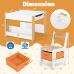 Costzon Kids Table and Chairs, 4 in 1 Wooden Activity Desk Set w/Reversible Tabletop, Bookshelves & Storage Drawers for Drawing, Reading, Crafts, Playing, Toddler Table and Chair Set (Natural)
