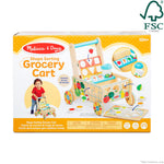 Melissa & Doug Wooden Shape Sorting Grocery Cart Push Toy and Puzzles - Pretend Play Grocery Toys, Sorting and Stacking Toys for Infants and Toddlers Ages 1+ - FSC-Certified Materials
