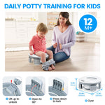 Orzbow Portable Potty Training Toilet, Travel Potty Seat for Toddler Boys Girls with Splash Guard, Potty Training Essentials, Foldable, Includes Free Travel Bag and 40 Liners, Indoor/Outdoor Use, Grey