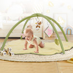 2PM SPORTS Green Butterfly Theme Baby Play Mat, Tummy Time Mat for Infant Newborn, Baby Play Gym Mat for Girl 0-6 6-12 Months, Activity Gym 5 Detachable Toys for Motor Skills & Sensory Development