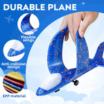 SYHLN 3 Pack Airplane Launcher Toys for 4 5 6 7 8 Year Old Boys Gifts: Airplane Shooter with 3 LED Foam Glider Planes for Kids - Outdoor Flying Toys Boys Birthday Present Gifts Age 4 5 6 7 8 9