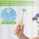 PANIMOSI Toddler Toothbrush 4 Pack, Soft Baby Toothbrush Efficient 3 Sided Kids Tooth Brush for Ages 1-12 Years, Infant Training Tooth Brush Complete Tooth and Gum Care, Easy to Grip(Patent)