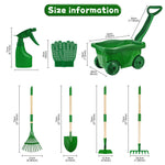 Duckura Kids Gardening Tools Set - 7pcs Wheelbarrow Set for Kids with Shovel, Rake, Leaf Rake, Summer Outdoor Yard Digging Weed Birthday Gifts Toys, Easter for Boys Girls Age 2 3+ Years(Green)