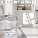 2-in-1 Toddler Potty Training Toilet Seat with Step Stool Ladder – Adjustable Height Potty Chair Urinal for Baby Boys Girls Age 1-3, Foldable Training Potty with Splash Guard & Anti-Slip Feet, Grey