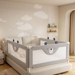 Baby Bed Rail Guard for Toddlers, Reinforced 74.8in Toddler Bed Rails for Twin, Full, King Bed with Height Adjustable, Extral Tall Child Safety Side Railing Guards/Bedrail for Kids, Grey Bear, 1 Side