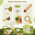 Wooden Bug Catcher Kit for Kids, Bug Catching & Insect Explorer Set with Butterfly Net, Magnifying Glass, Bug Container, Nature Exploration Outdoor Adventure Toy, Camping Gifts for Boys Girls Age 3-12