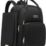 Diaper Bag Backpack - Extra Large Diaper Bag for 2 Kids Twins (Expandable 30-38L) - Travel Baby Backpack with Changing Pad for Mom Dad (Quilted, Water Resistant, Black)