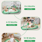 Tummy Time Mat, 9-in-1 Avocado Baby Play Gym Mat, Oversize Baby Play Activity Mats with Sunshade & 6 Detachable Sensory Toys, Washable Non-Slip Mat for Newborn Infant Baby Essentials Gift