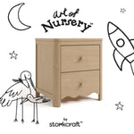 Storkcraft Casablanca 2 Drawer Nightstand (Driftwood) - GREENGUARD Gold Certified, Storage for Kids Bedroom, Premium Wood Nightstand with Elegant, Iconic Wave Detailing and Rounded Posts