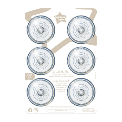 Set of six circular components with branding on a white background