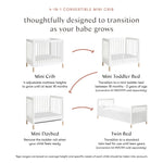 Babyletto Gelato 4-in-1 Convertible Mini Crib in White and Washed Natural, Greenguard Gold Certified