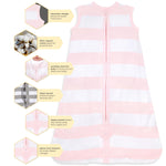 Burts Bees Baby Infant Wearable Blanket Rugby Stripe Blossom Organic Unisex Newborn Clothes Beekeeper - Light Weight 0.5 TOG - (Size Large)