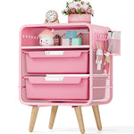 SYKIARIOL Pink Nightstand, Cute End Table with Storage Drawer, Kids Nightstand for Bedroom Furniture, Bedside Table Small Desk Coffee Table for Living Room, Dorm, Office