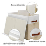 Gowee Large Toy Storage Box with Lid, Sturdy Toys Storage Chest Bin Organizer Basket with Dividers for Kids, Boys, Girls, Nursery, Closet, Bedroom, Playroom 25"x13" x16" (Beige and White)