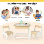 Costzon Kids Table and Chair Set, 3-in-1 Wooden Activity Table with Removable Tabletop, Blackboard & Whiteboard, Storage Space for Arts Crafts Nursery Preschool, Toddler Table and Chairs (Natural)
