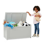 Melissa & Doug Toy Chest, Wooden Toy Storage Box with Safety-Hinged Lid, Kids Toys Storage Organizer for Playroom, Bedroom, & Montessori Classroom Furniture for Boys & Girls Ages 3+, Gray