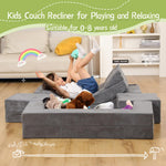 HAHASOLE Modular Kids Play Couch, Kids Sofa Toddler Couch, Foam Play Set with Recliner, Toddler Sofa for Creative Boys & Girls, Convertible Foam Climbing Blocks