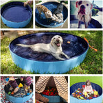 Jasonwell Foldable Dog Pet Bath Pool Collapsible Dog Pet Pool Bathing Tub Kiddie Pool Doggie Wading Pool for Puppy Small Medium Large Dogs Cats and Kids 63" Blue