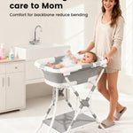 BALLA BALEIN Baby Bathtub with Stand, 2-in-1 Collapsible Bath Tubs for Newborn to Toddler, Infant Bathtub with Folding Stand, Portable Bathtub for Baby Including Soft Cushion, Storage Pad
