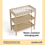 Storkcraft Morningside Changing Table (Driftwood) – GREENGUARD Gold Certified Baby Changing Table, Includes Waterproof Diaper Changing Pad, Easy 30-Minute Assembly, 2 Open Shelves for Storage