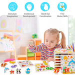 8Pcs Wooden Puzzle for Toddler 1-3, Peg Puzzles for Toddler 2-4, Montessori Learning Toys with Animals, Dinosaur, Fruits & More, Preschool Puzzle Set Educational Toys Toddler Gifts for Girls Boys