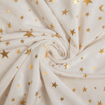 Donsonny Baby Blanket for Boys Girls Soft Minky with Double Layer Dotted Backing, Star and Moon Printed 30 x 40 Inch Receiving Blanket (Beige)