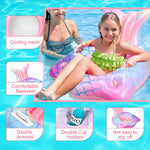 Runpon Mermaid Inflatable Pool Float Chair with 2 Cup Holders, Armrests, Pink Flamingo Pool Float for Adults Kids, Swimming Pool Lounger Pool Toy Pool Floaties for Summer Beach Party