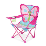 Children's folding chair with butterfly design on a white background