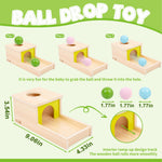 Adena Montessori Object Permanence Box with Tray Three Balls Montessori Toys for 6-12 Months Baby 1 Year Old Infant Toddler (Small Box - Typical)