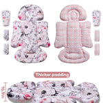 Infant Car Seat Insert, Enlarged Head Support for Baby Carseat, Reversible Newborn Insert with 3 Strap Covers, 2-in-1 Baby Car Seat Cushion for Stroller, Swing, Bouncer, Rocker - Pink Floral