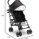 Jeep PowerGlyde Plus Stroller by Delta Children Lightweight Travel Stroller with Smoothest Ride, Aluminum Frame, 4-Position Recline, Extra Large Storage Basket, Black