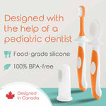 Cherish Baby Care Award-Winning Baby Toothbrush Set (3-24 Months) - 3-Pack Baby Finger Toothbrush, Training Toothbrush & Toddler Toothbrush - BPA-Free Baby First Toothbrush Set (Orange)