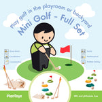 PlanToys® Mini Golf Set for Kids | Eco-Friendly Wooden Golf Game with 2 Putters, 2 Golf Balls, 3 Obstacles, Target Goal & Travel Bag | Perfect for Indoor & Outdoor Play