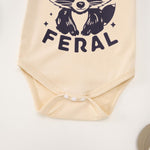MODNTOGA Infant Girl Boy Bodysuit Cute But Feral Raccoon Graphic Onesie Newborn Baby Animal Print Short Sleeve Romper Tops (Beige, 6-12 Months)