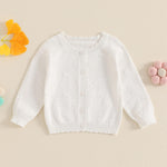 Infant Baby Girl Cardigan Sweater Long Sleeve Button Up Knit Sweatshirt Jacket Toddler Baby Girl Fall Outfits (White, 0-6 Months)