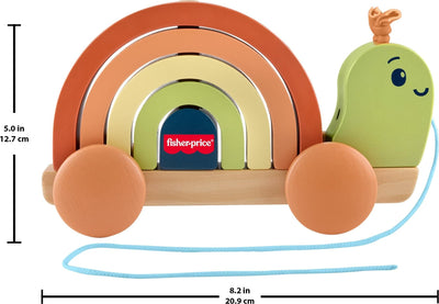 Fisher-Price Wood Toddler Toy Pull-Along Stacking Snail, Tiny Garden 6-Piece Wooden Activity for Motor Skill Development Kids Ages 18+ Months (Amazon Exclusive)