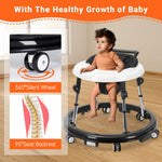 Baby Walker Foldable with 9 Adjustable Heights, Baby Walker with Wheels Portable, Infant Toddler Walker for Baby Boy Girls 6-18 Months (Black)