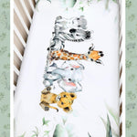 Hahafelt 3 Pcs Baby Crib Bedding Set Baby Safari Animals Crib Bedding Set Watercolor Eucalyptus Jungle Animals Crib Set Includes Quilt,Fitted Crib Sheet, Crib Skirt for Baby Boy Girl(Safari)